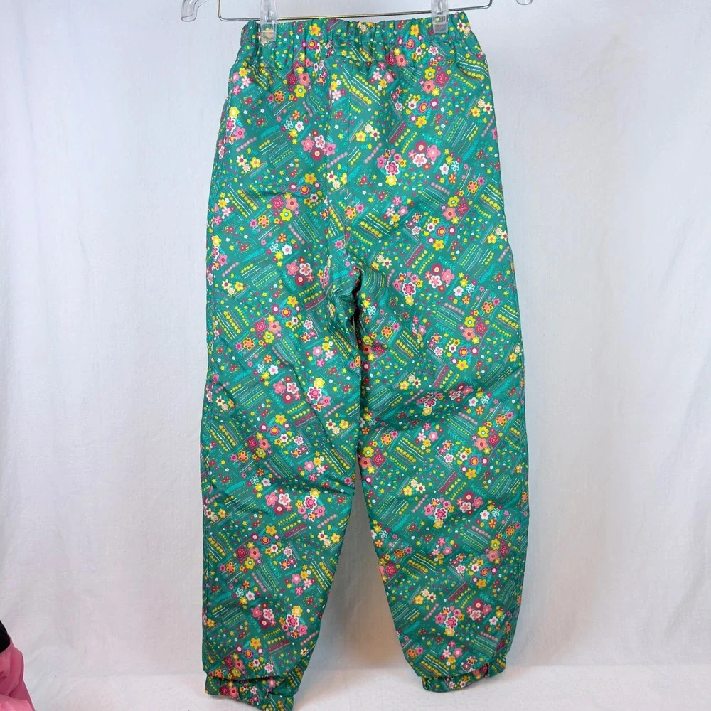 Obermeyer Girls Green Pink Floral I-Grow Snow Ski Suit Jacket Pants Size 8